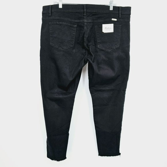 KanCan Mid Rise Zip Cuff Ankle Jeans 3XL 20W Black Raw Hem Crop Plus Stretch New - Picture 9 of 10